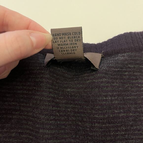 Vertical Design Homme 100% Merino Wool Cardigan Mens Large Purple Stripe Grandpa - Picture 6 of 12